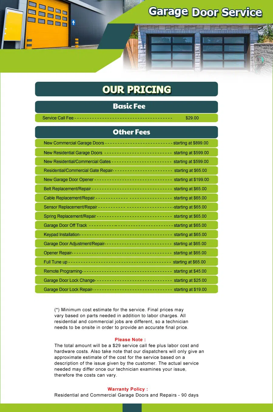 Garage Door 24 Hours Repairs Fort Lauderdale, FL 954-621-1866